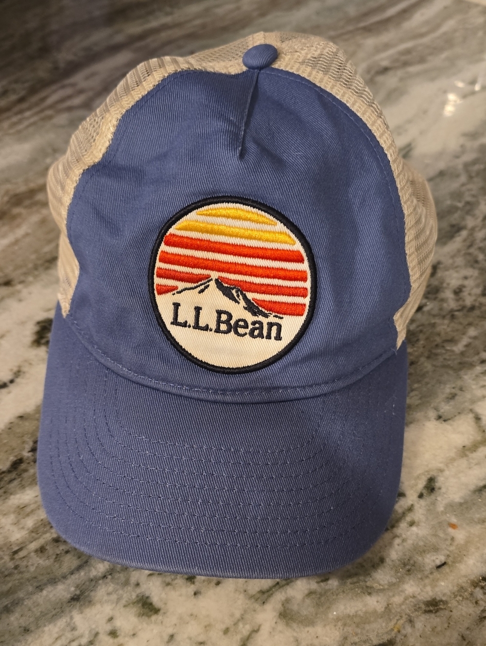 L.L.Bean Blue and Cream Mesh Patch Cap